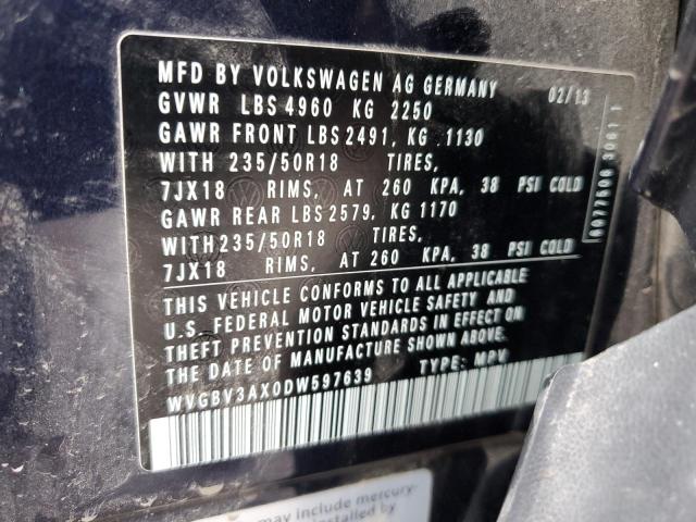 WVGBV3AX0DW597639 - 2013 VOLKSWAGEN TIGUAN S BLUE photo 12