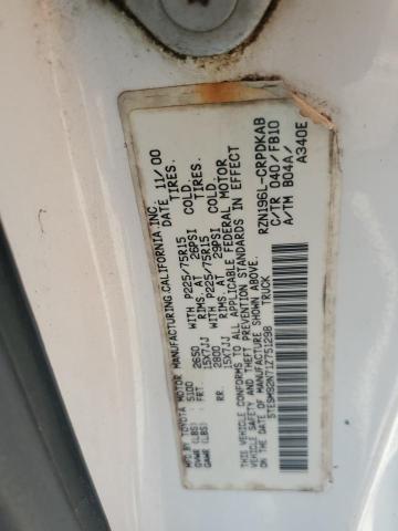 5TESM92N71Z751298 - 2001 TOYOTA TACOMA XTRACAB PRERUNNER 白色 照片 12