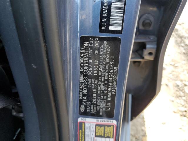 KNADM4A34G6646913 - 2016 KIA RIO LX BLUE photo 12