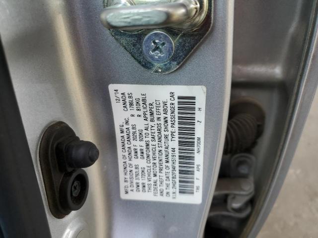 2HGFB2F94FH519144 - 2015 HONDA CIVIC EXL ვერცხლისფერი ფოტო 12