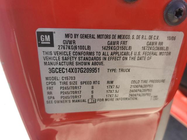 3GCEC14X07G209951 - 2007 CHEVROLET SILVERADO C1500 CLASSIC Qırmızı foto 12