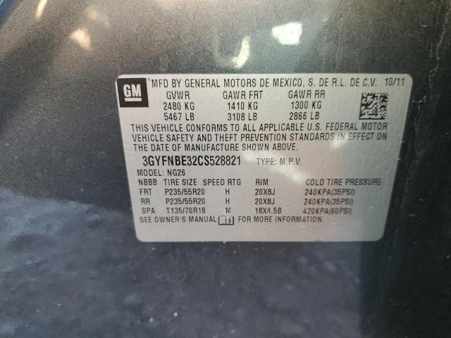 3GYFNBE32CS528821 - 2012 CADILLAC SRX PERFORMANCE COLLECTION Szary zdjęcie 12