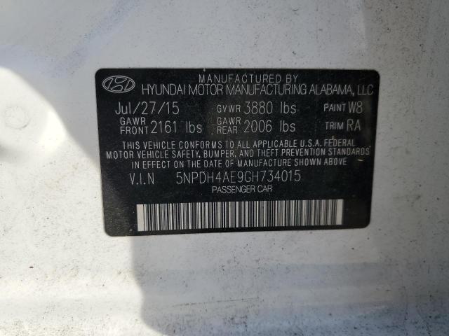 5NPDH4AE9GH734015 - 2016 HYUNDAI ELANTRA SE WHITE photo 12