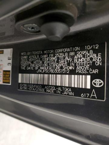 JTKJF5C78D3057312 - 2013 TOYOTA SCION TC 灰色 照片 12
