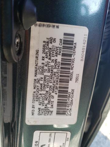 4T1BF30K82U513403 - 2002 TOYOTA CAMRY LE TEAL photo 12