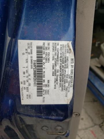 1FAHP33N88W201411 - 2008 FORD FOCUS SE BLUE photo 12