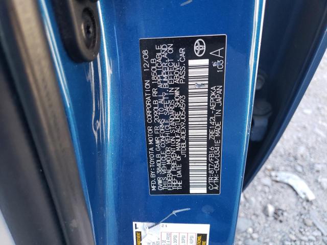JTDBL40EX9J054593 - 2009 TOYOTA COROLLA LE BASE BLUE photo 12