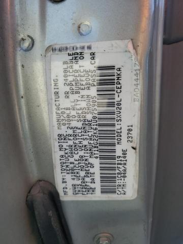 4T1BG22K61U075905 - 2001 TOYOTA CAMRY CE SILVER photo 13