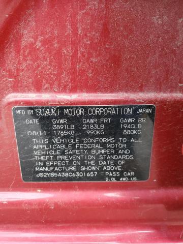 JS2YB5A38C6301657 - 2012 SUZUKI SX4 RED photo 12