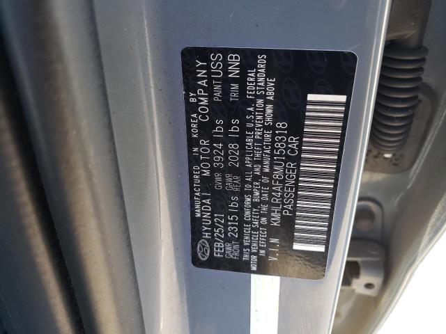 KMHLR4AF8MU158318 - 2021 HYUNDAI ELANTRA N LINE GRAY photo 12