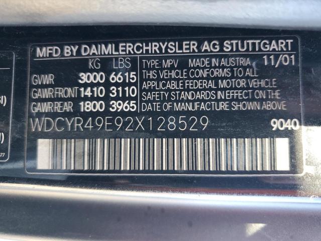 WDCYR49E92X128529 - 2002 MERCEDES-BENZ G 500 BLACK photo 12