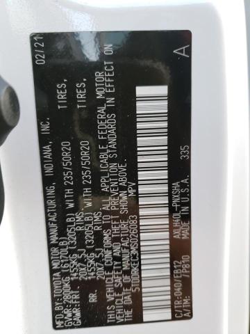 5TDDRKEC3MS026083 - 2021 TOYOTA SIENNA XSE WHITE photo 13