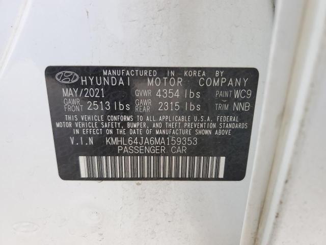 KMHL64JA6MA159353 - 2021 HYUNDAI SONATA SEL WHITE photo 12