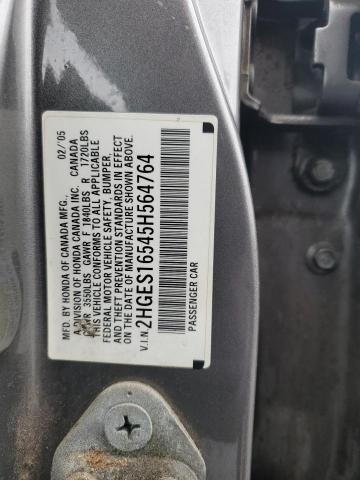 2HGES16545H564764 - 2005 HONDA CIVIC LX GRAY photo 12