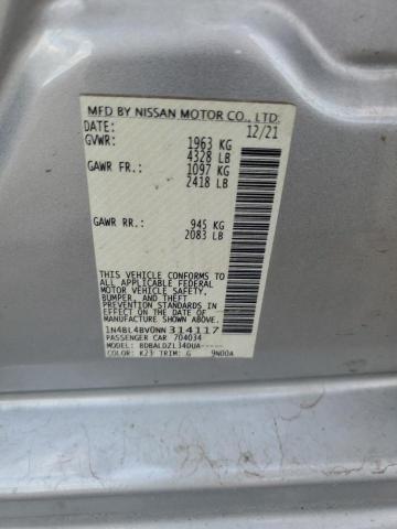 1N4BL4BV0NN314117 - 2022 NISSAN ALTIMA S SILVER photo 12