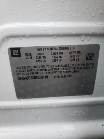 1G4G45G33GF260170 - 2016 BUICK LACROSSE SPORT TOURING WHITE photo 13
