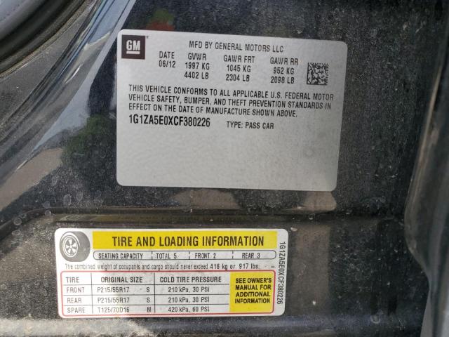 1G1ZA5E0XCF380226 - 2012 CHEVROLET MALIBU LS BLACK photo 12