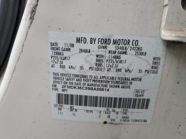 2FMDK36C59BA56814 - 2009 FORD EDGE SE WHITE photo 13