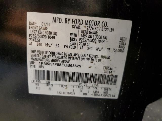 1FM5K7F88EGB68629 - 2014 FORD EXPLORER LIMITED BLACK photo 13