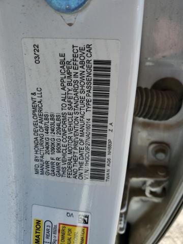 1HGCV3F27NA016014 - 2022 HONDA ACCORD HYBRID SPORT WHITE photo 12