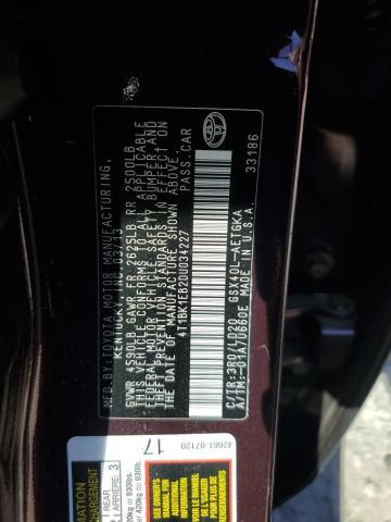 4T1BK1EB2DU034227 - 2013 TOYOTA AVALON BASE 紫色 照片 12