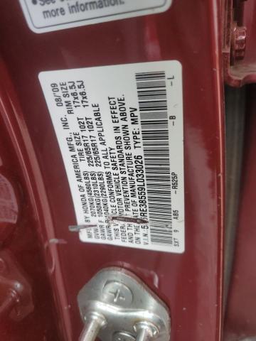 5J6RE38559L033026 - 2009 HONDA CR-V EX RED photo 13