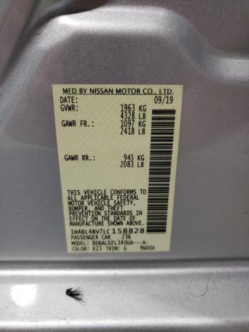 1N4BL4BV7LC158828 - 2020 NISSAN ALTIMA S SILVER photo 12