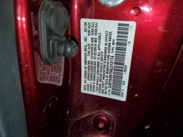 5J6YH28756L013174 - 2006 HONDA ELEMENT EX BURGUNDY photo 13