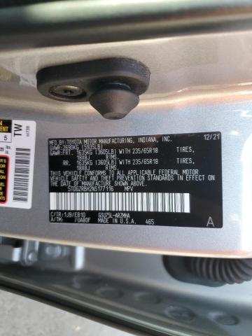 5TDGZRBH2NS177116 - 2022 TOYOTA HIGHLANDER XLE SILVER photo 13