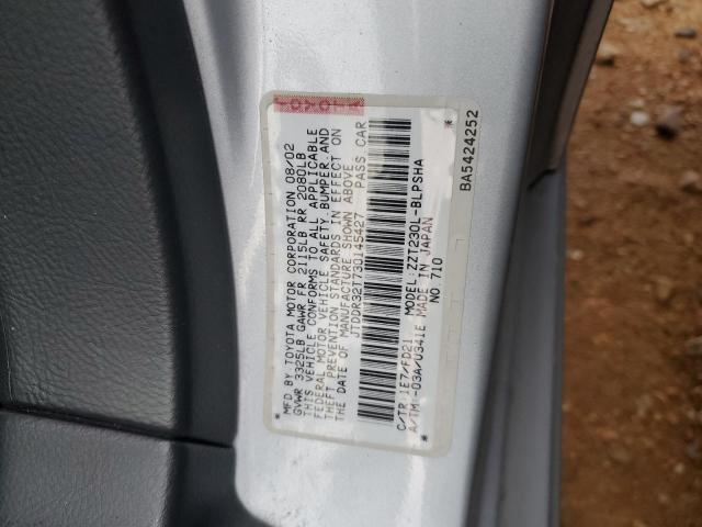 JTDDR32T730145427 - 2003 TOYOTA CELICA GT SILVER photo 12