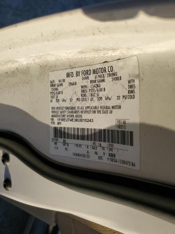 1FMEU74E38UB10243 - 2008 FORD EXPLORER EDDIE BAUER WHITE photo 13