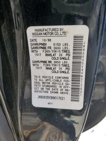 JN8AR05Y9XW317621 - 1999 NISSAN PATHFINDER LE BLACK photo 13