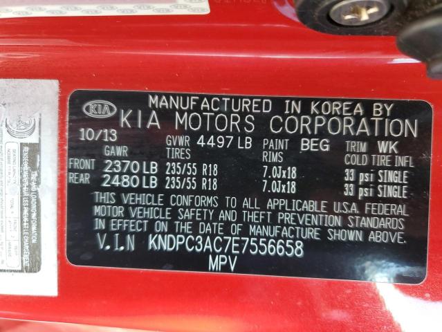 KNDPC3AC7E7556658 - 2014 KIA SPORTAGE EX RED photo 13