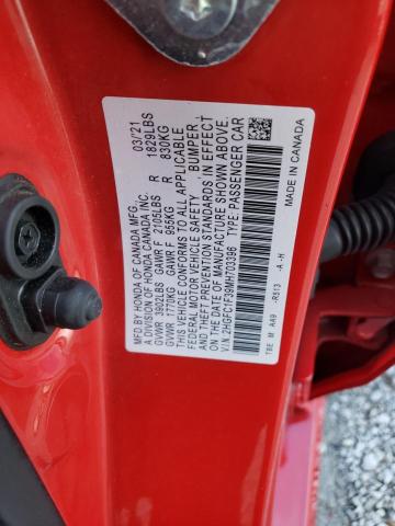 2HGFC1F39MH703396 - 2021 HONDA CIVIC EX RED photo 12