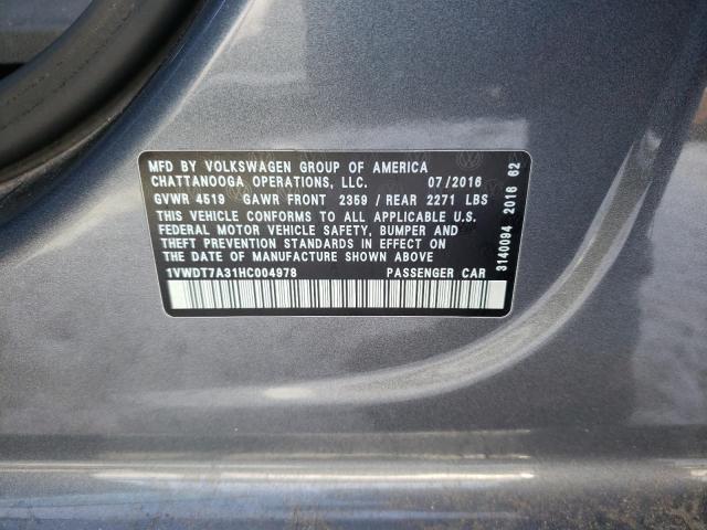 1VWDT7A31HC004978 - 2017 VOLKSWAGEN PASSAT R-LINE Boz foto 13