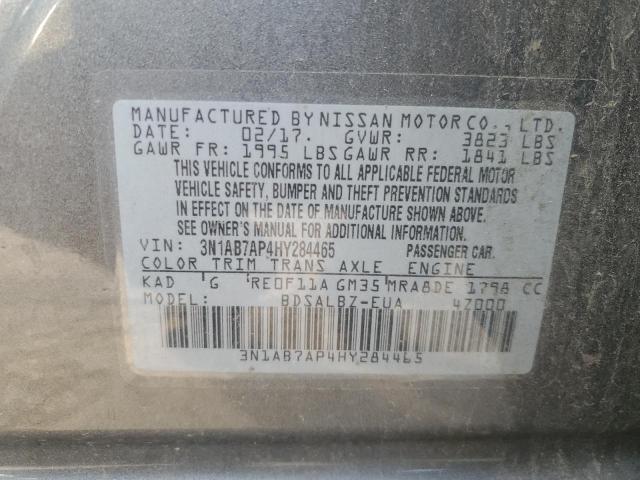 3N1AB7AP4HY284465 - 2017 NISSAN SENTRA S GRAY photo 13