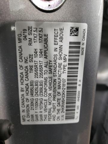 2HKRW6H33KH218107 - 2019 HONDA CR-V LX SILVER photo 13