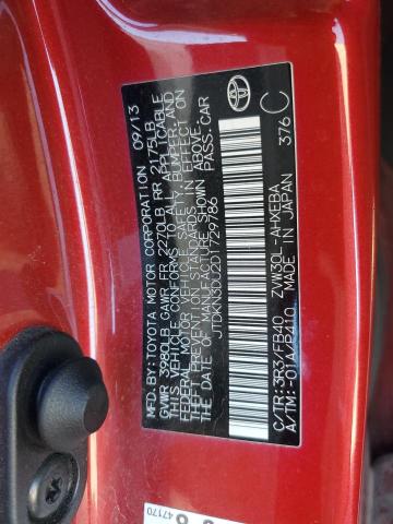 JTDKN3DU2D1729786 - 2013 TOYOTA PRIUS RED photo 12