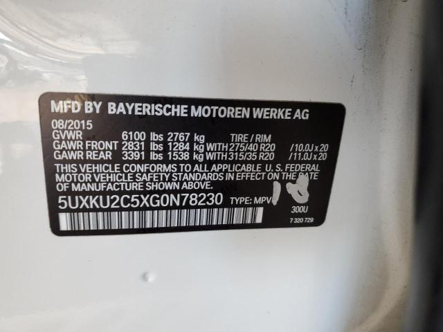 5UXKU2C5XG0N78230 - 2016 BMW X6 XDRIVE35I WHITE photo 14