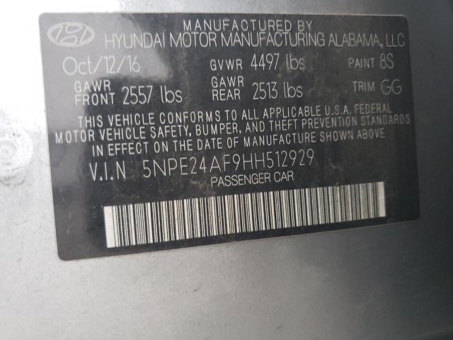 5NPE24AF9HH512929 - 2017 HYUNDAI SONATA SE SILVER photo 12