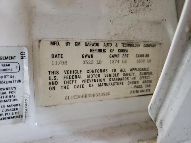KL1TD56E39B623980 - 2009 CHEVROLET AVEO LS Ağ foto 12