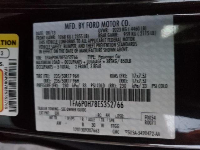 1FA6P0H78E5352766 - 2014 FORD FUSION SE BLACK photo 12