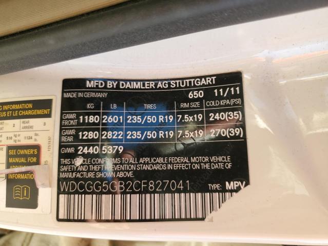 WDCGG5GB2CF827041 - 2012 MERCEDES-BENZ GLK 350 WHITE photo 12