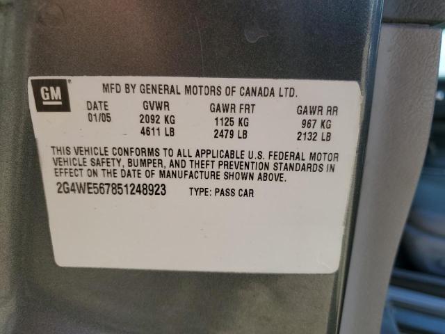 2G4WE567851248923 - 2005 BUICK LACROSSE CXS GRAY photo 12