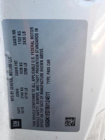 1G6DK1ED7B0124611 - 2011 CADILLAC CTS PERFORMANCE COLLECTION Білий фото 12