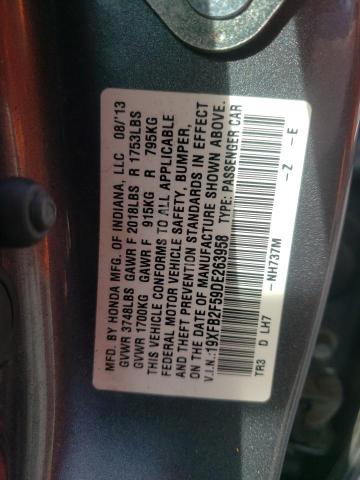 19XFB2F59DE263958 - 2013 HONDA CIVIC LX GRAY photo 13