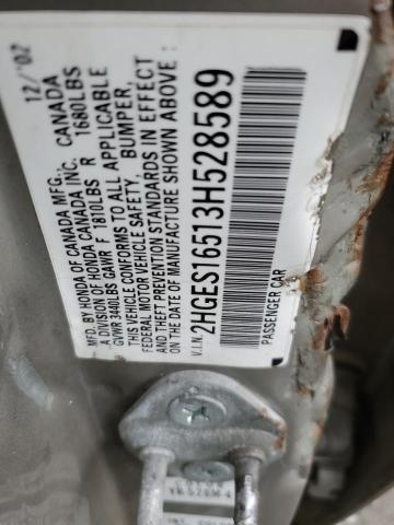 2HGES16513H528589 - 2003 HONDA CIVIC LX SILVER photo 12