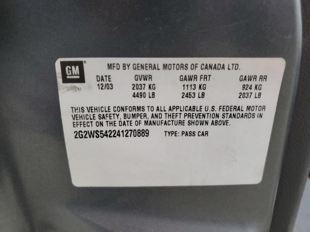 2G2WS542241270889 - 2004 PONTIAC GRAND PRIX GT2 ნაცრისფერი ფოტო 12