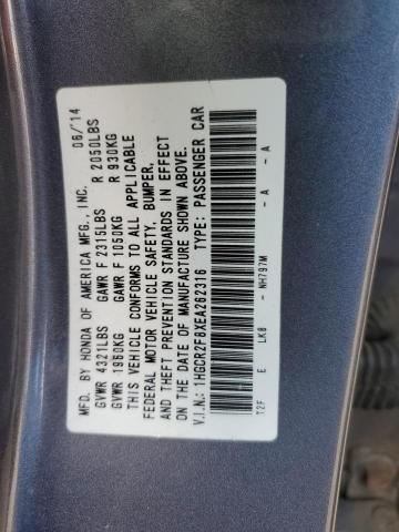 1HGCR2F8XEA262316 - 2014 HONDA ACCORD EXL GRAY photo 12