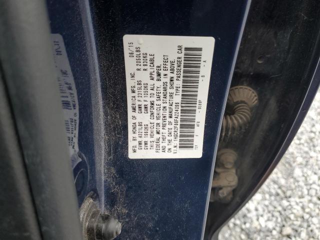 1HGCR2F86FA224096 - 2015 HONDA ACCORD EXL BLUE photo 12